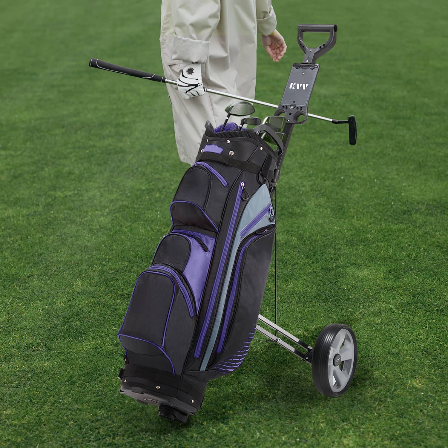 KVV Golf Carts SE220 , 2-Wheel Aluminum Frame Golf Push Pull Cart